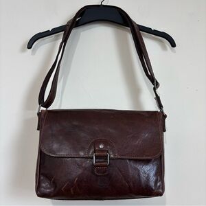 Jack Georges voyager Olivia Hand Stained Buffalo Brown Leather Crossbody Bag